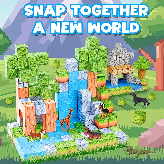 Contixo Magnetic Blocks - 145 PCS Magnet Cubes Building Tiles for Kids Ages 3-12, STEM Learning Toys with Vibrant Colors, Educational Toddler Toys for Creative Play, Birthday Gifts for Boys and Girls