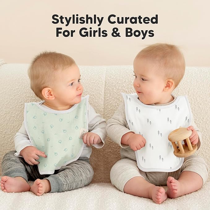 KeaBabies 8-Pack Baby Bibs for Boys, Girls - Pullover Bibs for Drooling Teething Baby Girl & Boy Toddler, Newborn, Soft & Absorbent, Cute Colors, Large Torso Coverage Keep Infant Clean & Dry (Nordic)