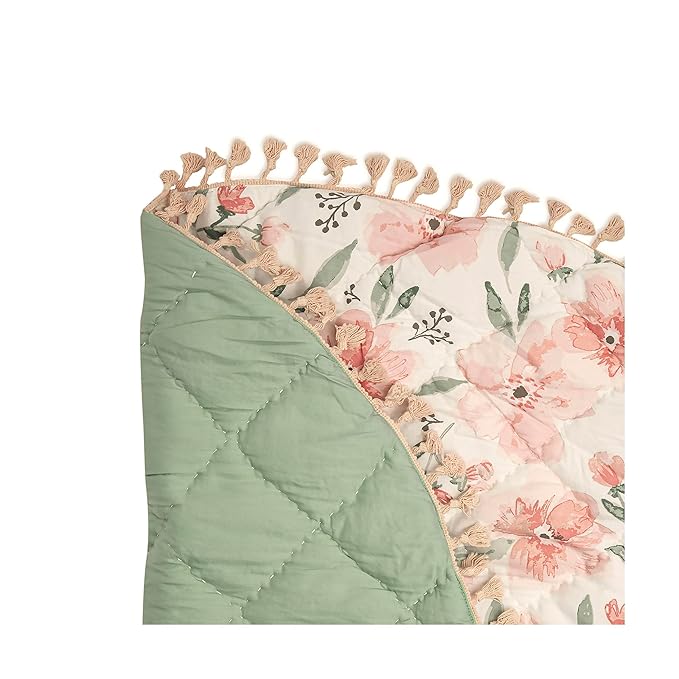 Crane Baby Padded Floor Mat, Pink Floral Nursery Decor, Activity Mat, 40" x 40", Baby Tummy Time, Baby Girl Nursery Essentials (Pack of 6)