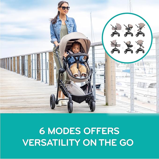 Evenflo Pivot Modular Travel System with LiteMax Infant Car Seat (Desert Tan)
