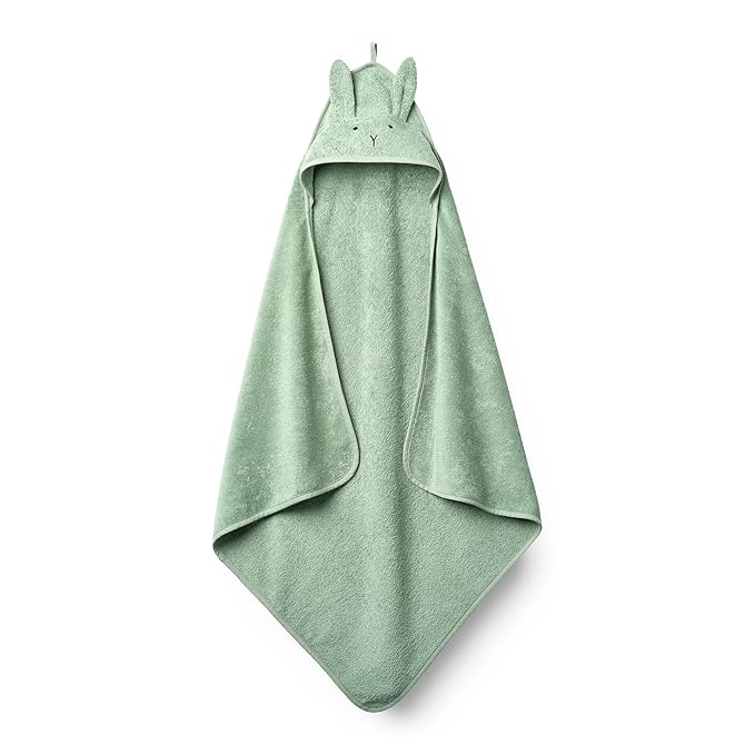 Baby Hooded Towel – Organic Cotton Baby Bath Towels – Baby Towels, Baby Bath Towels for Baby Boy, Baby Girl, 32" x 32" Super-Soft and Absorbent Baby Towels for Newborn (Rabbit Roman Green)