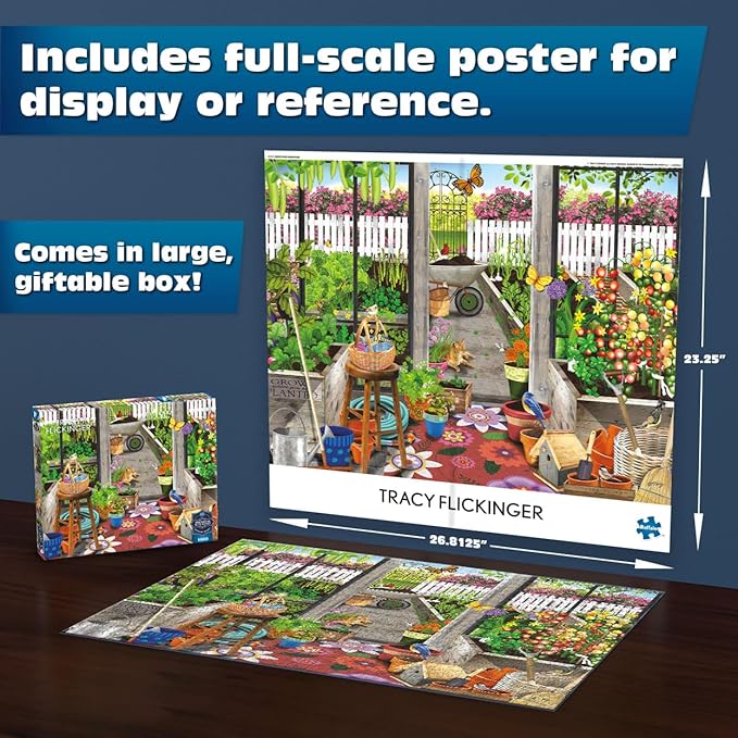 Buffalo Games - Sapphire Select - Tracy Flickenger - Garden Shed Greenhouse - 1000 Piece Jigsaw Puzzle – Challenging & Fun – Blue Core Puzzle Board – Giftable Display Box - Full Size Poster Included
