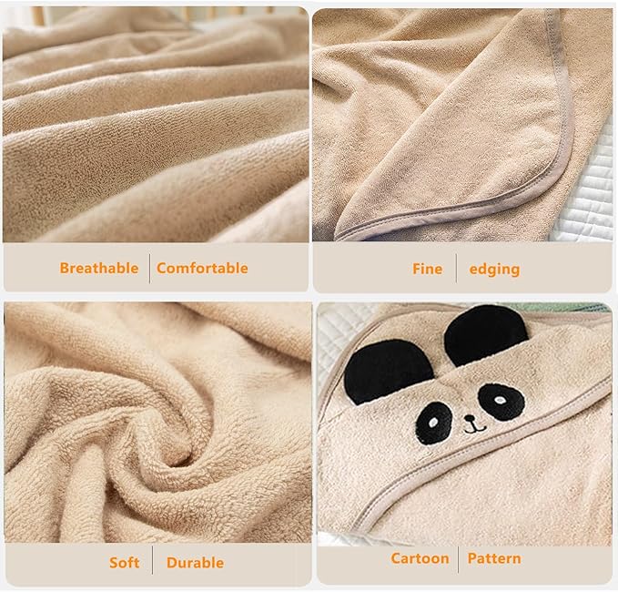 ROMASA Baby Bath Towel with Hooded Cute Design Ultra Soft Thick Cotton Bath Towel Shower Gift for Newborn,35X35 inches (Apricot)