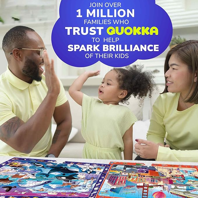 QUOKKA Puzzles for Kids Ages 4-6 - 4 x 60 Puzzles for Toddlers 5-8 - Educational Search & Find Toy for 8-10 yo for Learning Forest Polar, USA National Park Animals & City Life