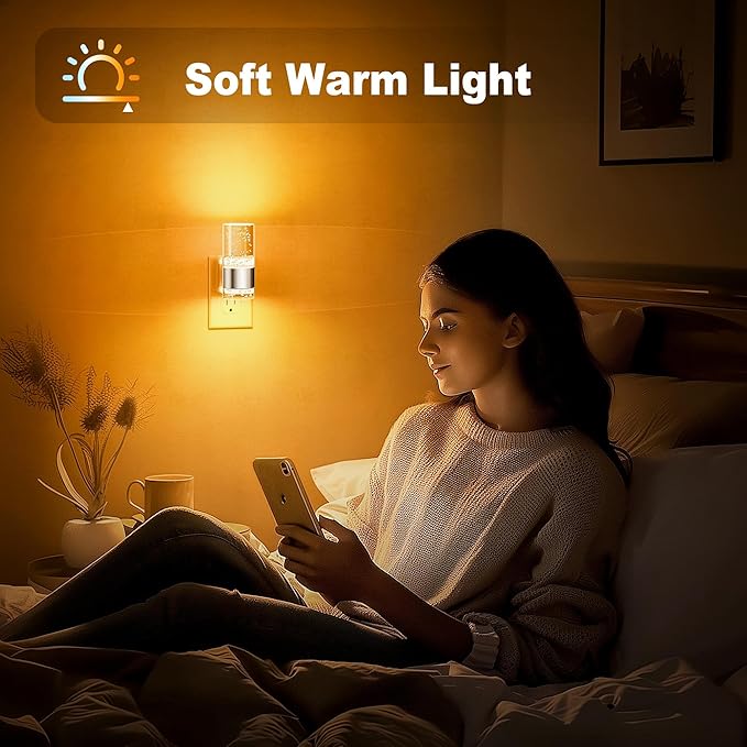 JandCase Night Light, Automatic Night Lights Plug into Wall, Dimmable LED Night Light with Adjustable Brightness, Night Lights Plug in with Auto Light Sensor, Amber for Bathroom Hallway Decor