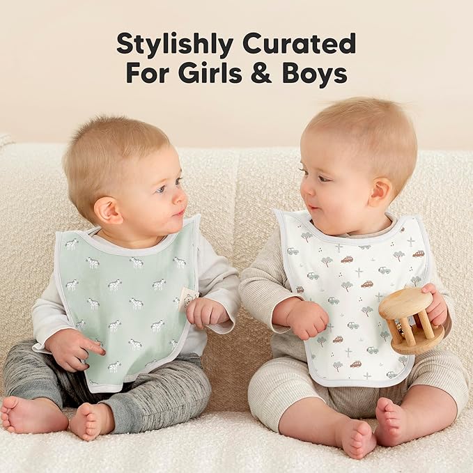 8-Pack Baby Bibs for Boys, Girls - Pullover Bibs for Drooling Teething Baby Girl & Boy Toddler, Newborn, Soft & Absorbent, Cute Colors, Large Torso Coverage Keep Infant Clean & Dry (Wilderness)