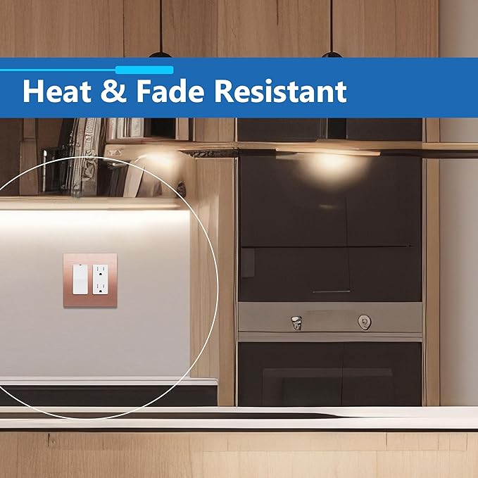 LIDER Double Decorator Metal Wall Plate, Temperature and Impact Resistant, 201 Stainless Steel, Screwless Cover, Modern Upgrade, Mid-Size 2-Gang 4.88” x 4.92”, Brushed Rose Gold, LSMWP-32M-BRG