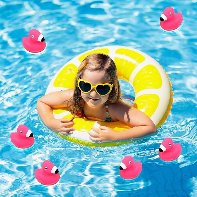 30PCS Mini Flamingo Rubber Ducks - Vinyl Bath Toys for Kids, Party Favors, Baby Shower Decor 2.3x2.7x2.16 Inches.