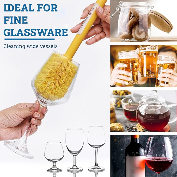 KLEEN HANDLER Goblet Cleaning Brush | Bottle Brush for Cleaning Glasses and Jars, Durable Bristles and Long Handle