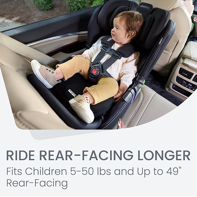 Britax Poplar S Convertible Car Seat, 2-in-1 Car Seat with Slim 17-Inch Design, ClickTight Technology, Onyx