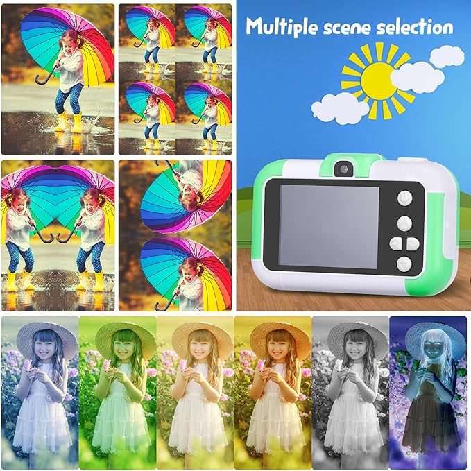 SUZIYO Kids Video Camera, Best Christmas Birthday Gifts Toys for Children, Toddlers Selfie Digital Camcorder 1080P Dual Lens 2.4 Inch HD for Age 3-8 Years Old Boys Girls with 32G SD Card, Green