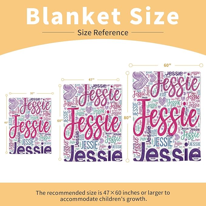 Custom Baby Blanket with Name, Personalized Toddler Blanket for Newborns, Purple Letters Soft Double Layer Flannel Blankets, Personalized Baby Gifts for Nursery Infant Shower Birthday(60"x80")