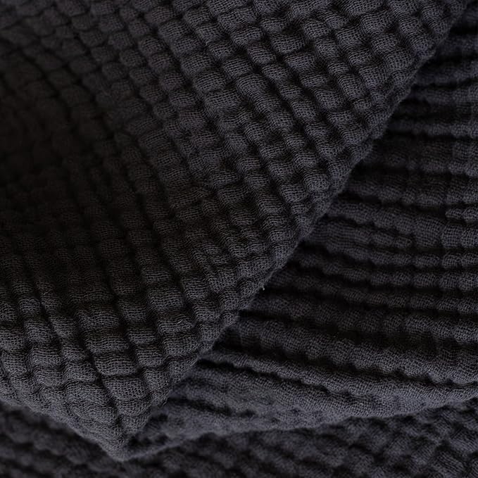 100% Turkish Cotton Muslin Blanket Twin Size 63"x91" Black, Soft 4-Layer Lightweight Thin Gauze Muslim Blankets for Summer (Black, Twin Size: 63" x 91")