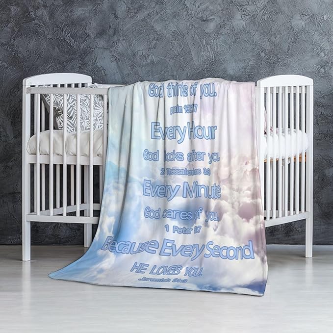 Custom Blanket Bible Verse Blanket with Inspirational Thoughts and Prayers Religious Throw Blanket Soft Lightweight Cozy Plush Warm Blankets for Women Men Christmas Birthday Christian Gifts