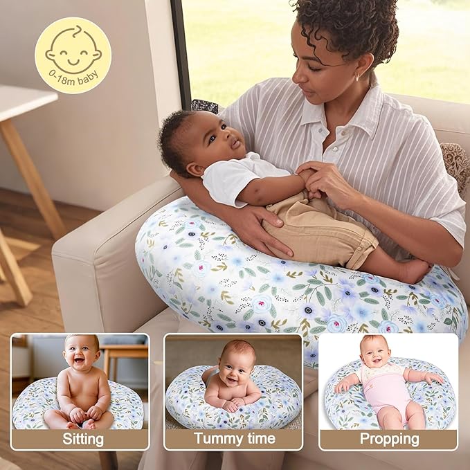 Baby Nursing Pillow for Breastfeeding, Adjustable Breast Feeding Pillow for Bottle Feeding, Breastfeeding Essentials for Mom and Baby Healthier Nursing, Bobby Pillow for Newborn,Removable Cotton Cover