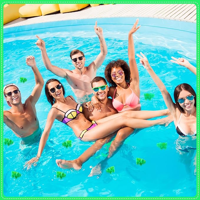 Lenwen 50 Pcs Rubber Crocodile Bath Toy Bulk Mini Alligator Toys Crocodile Bathtub Toys Float Squeak Toys for Summer Pool Parties Halloween Christmas Party Birthday Decoration, 2.8 x 1.3 x 1.3 Inch