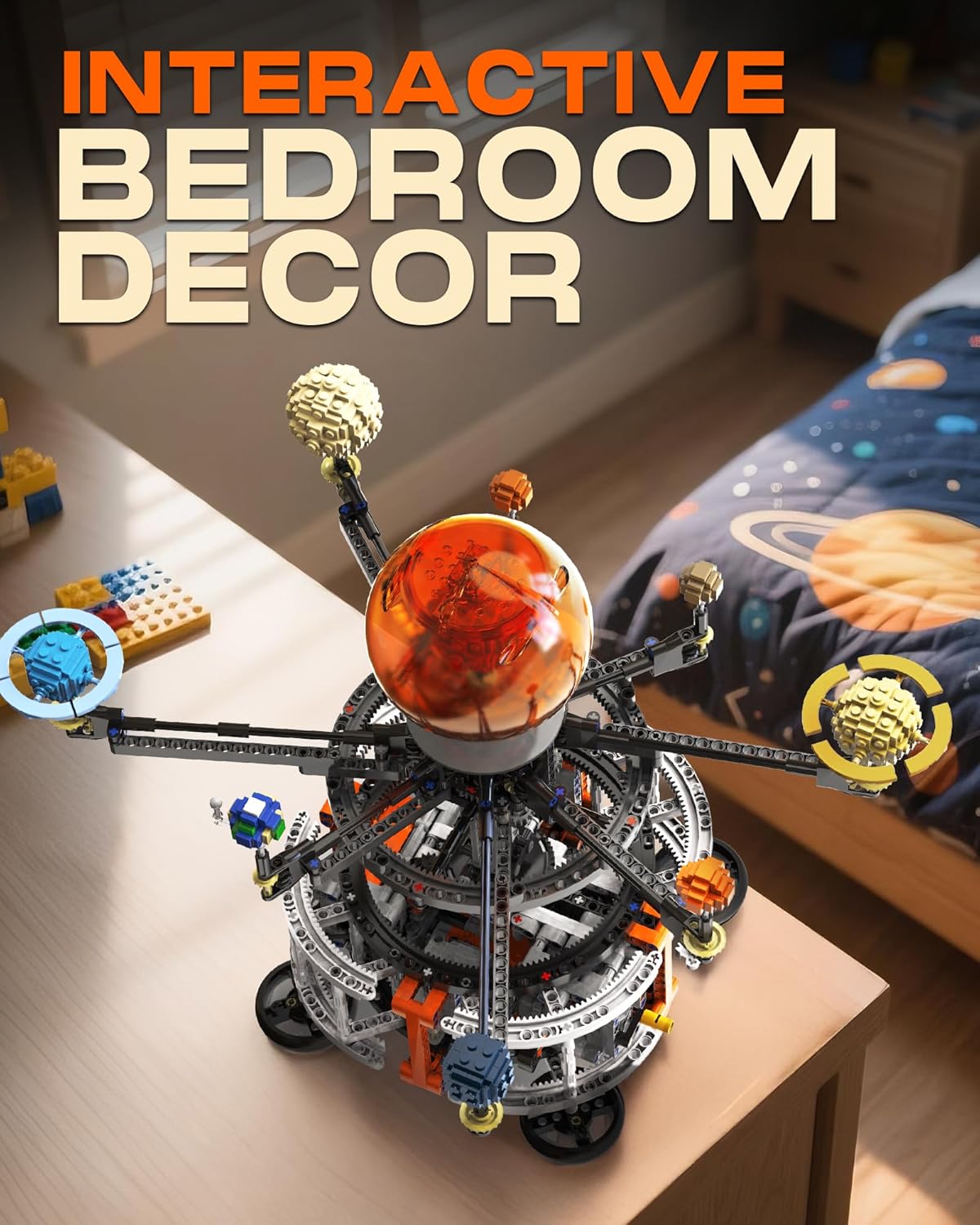 Solar System Building Set for Kids, STEM Toys with Rotatable Handle and Mechanical Gears, Space Toys for Home/School Science Learning, Birthday Gifts for Boys Girls Ages 6-12(1282pcs)