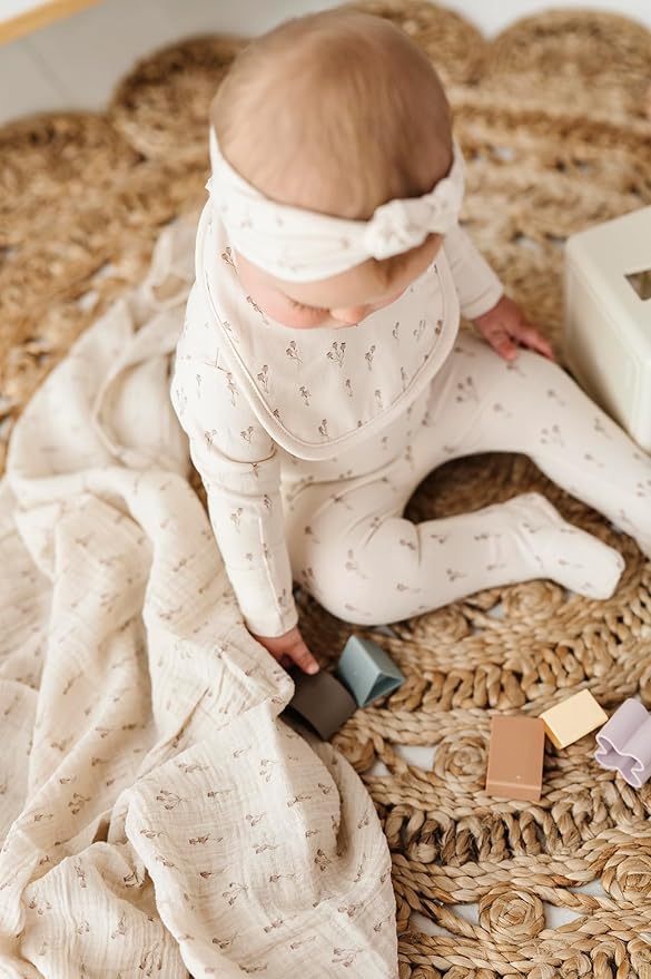 Ely's & Co. Muslin Swaddle Blanket 3-Pack for Baby Boy— 100% Cotton Muslin Extra-Large Swaddle Blankets (47”x 47”) Mauve Bluebell