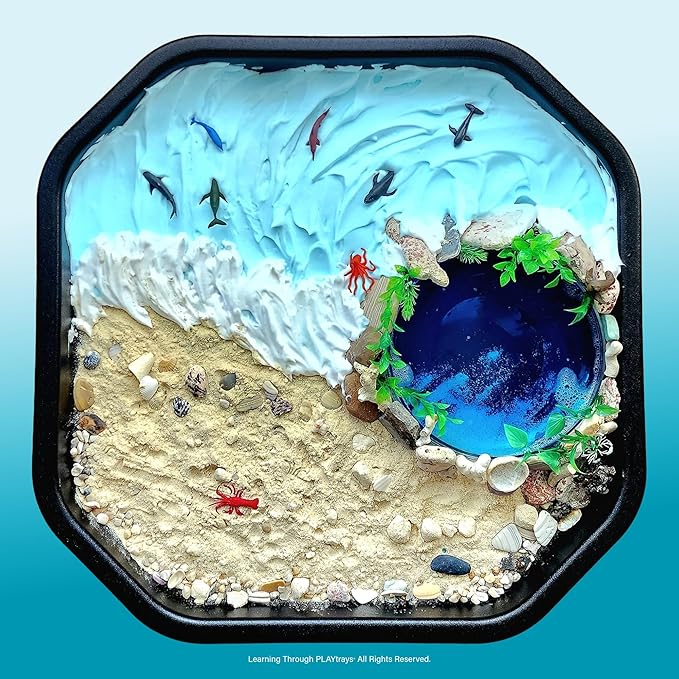 Tuff Tray (Small Black), Sensory Tray with Textured Surface, Sand and Water Table, Sensory Bin – Sensory Play for Toddlers and Kids