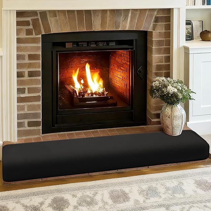 Thick Memory Foam Fireplace Baby Proofing, 71x15 in Soft Hearth Cover Baby Proof, Hearth Cushion Fireplace Protectors for Children Proofing, Edge Protector, Black
