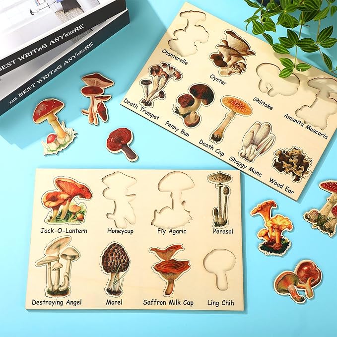 Kathfly 2 Pieces Leaf Wooden Jigsaw Puzzles Leaf Puzzle Montessori Toy Early Educational Learning for Birthday Gift Early Education School(Novelty)