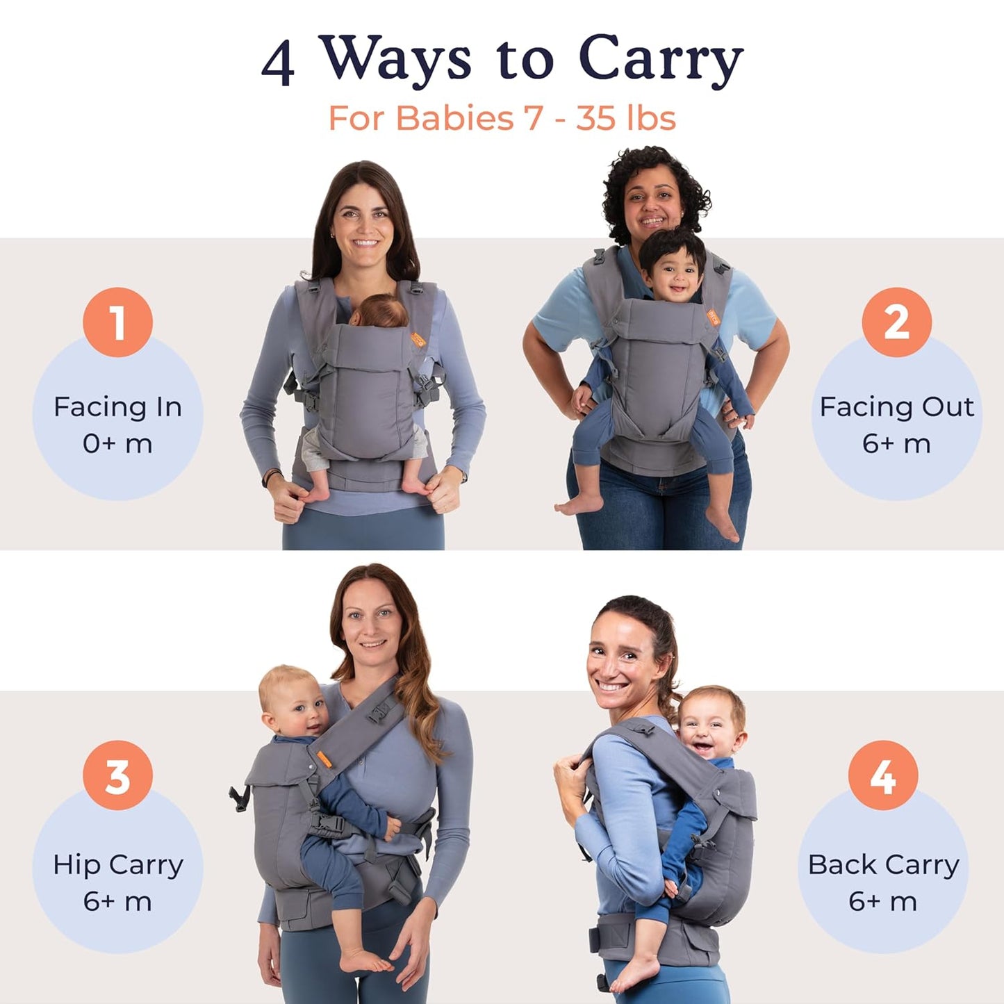 Beco Baby Gemini Newborn to Toddler Carrier - Front, Back and Hip Seat, Backpack & Front With Adjustable Seat, Ergonomic Holder 7-35lbs (Pink Linen)