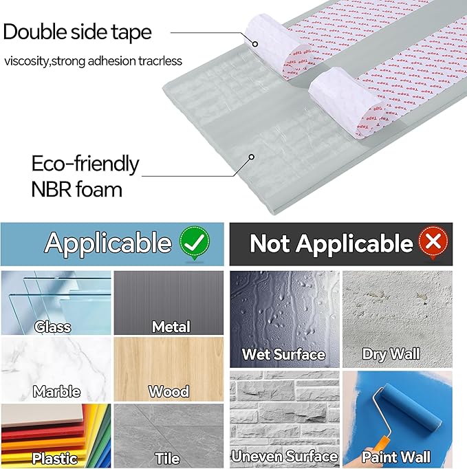 MABOZOO 8'' Extra Wide Seat Edge Cushion, 13.1 FT Length Foam Fireplace Cushion Soft Hearth Guard Bumper Pad Child Proof Padding Hearth Pad Edge Protector, Fireplace Baby Proofing for Baby (Gray)