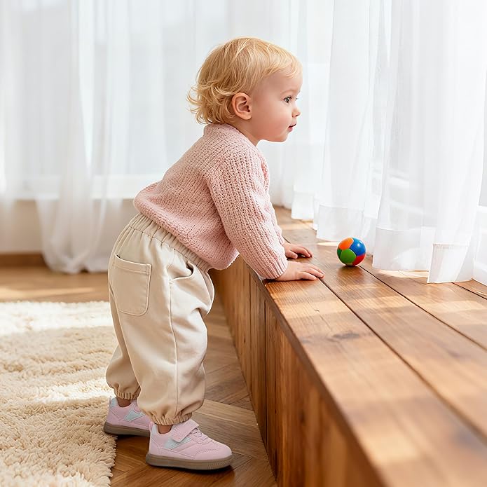 Apakowa First Walker Sneakers Shoes for Infant Baby Toddler Boys and Girls – Wide Toe Box Baby Shoes Soft Sole All Season Size 6 9 12 18 24 Months