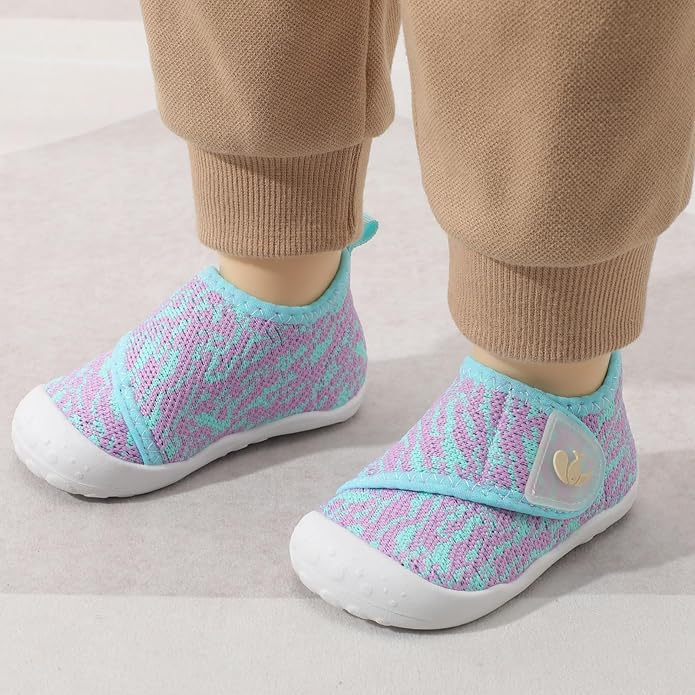 FEETCITY Baby First Walking Shoes Wide Baby Shoes Infant Sneakers Newborn Crib Shoe Barefoot Lightweight Slip On Shoe