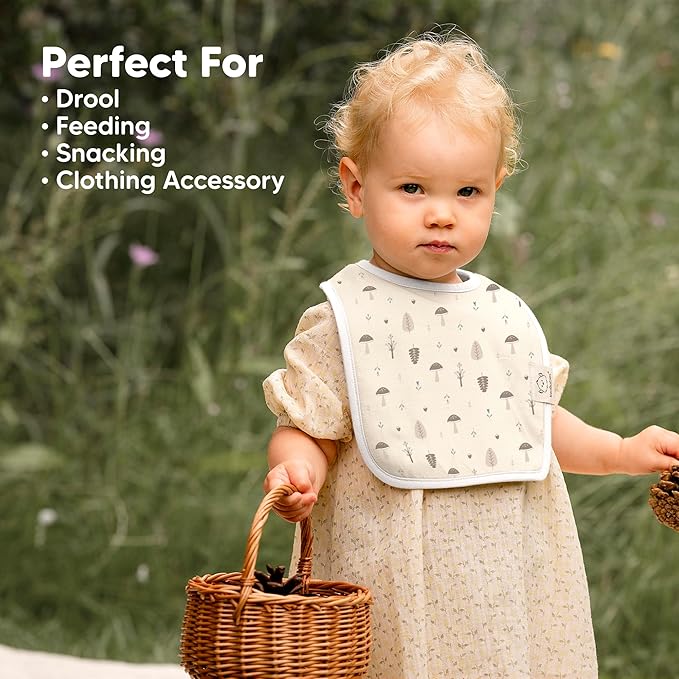 KeaBabies 8-Pack Organic Baby Bibs for Boys, Girls - Super Absorbent Cotton Drool Bibs for Baby Girl & Boy, Teething Toddler, Drooling Newborn, Ultra Soft & Machine Washable (Prairie)