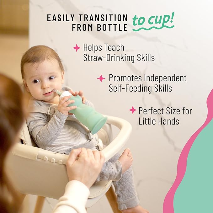 Legendairy Milk Honey Bear Straw Cup Silicone for Babies (Green/Raspberry), 8 oz. Dishwasher Safe Baby Straw Cup, Food Grade Silicone, Honeybear Sippy Cup for Ages 4+ Months (Pack of 2)