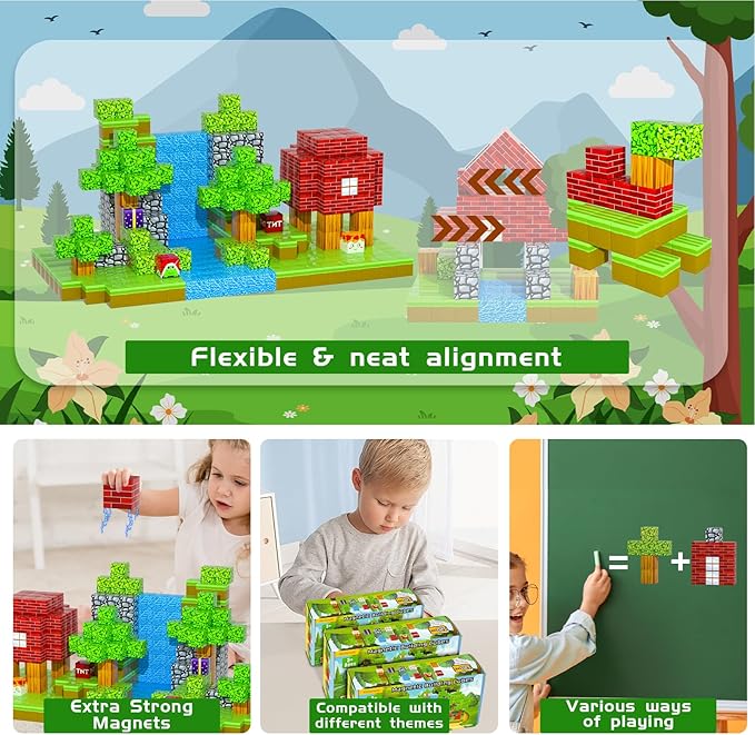 Magnetic Blocks - 120PCS Magnetic Building Blocks Toys,Toddler Montessori Game Creative Construction Toys for Boys Girls,Magnet Tiles Cubes STEM Sensory Toys Birthday Gift for Kids Ages 4 5 6 7 8 9 10