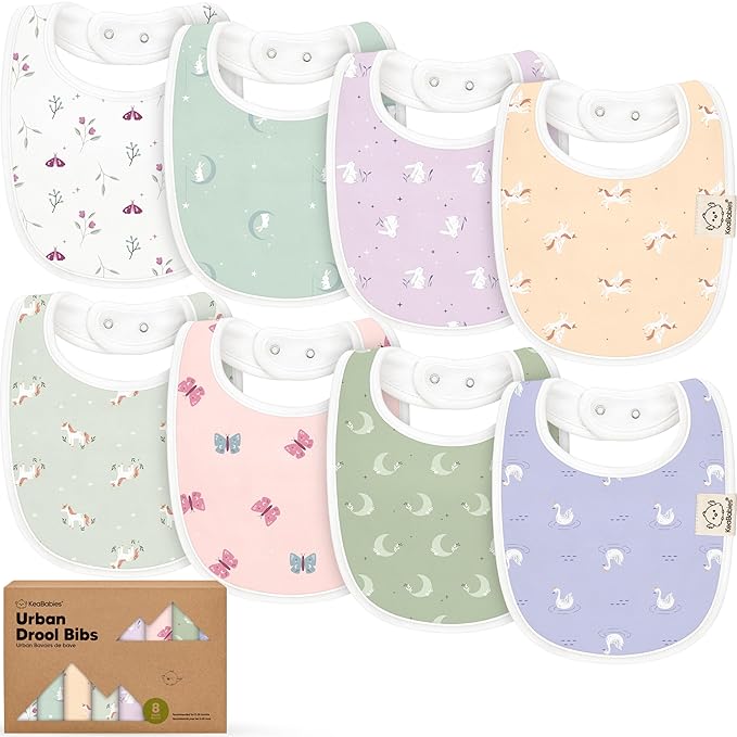 8-Pack Organic Baby Bibs for Boys, Girls - Soft Cotton Drooling and Teething Bibs for Baby Girl & Boy, Extra Absorbent, Easy To Clean & Put On for Toddler, Newborn, Infant 0-24 Months (Lunaris)