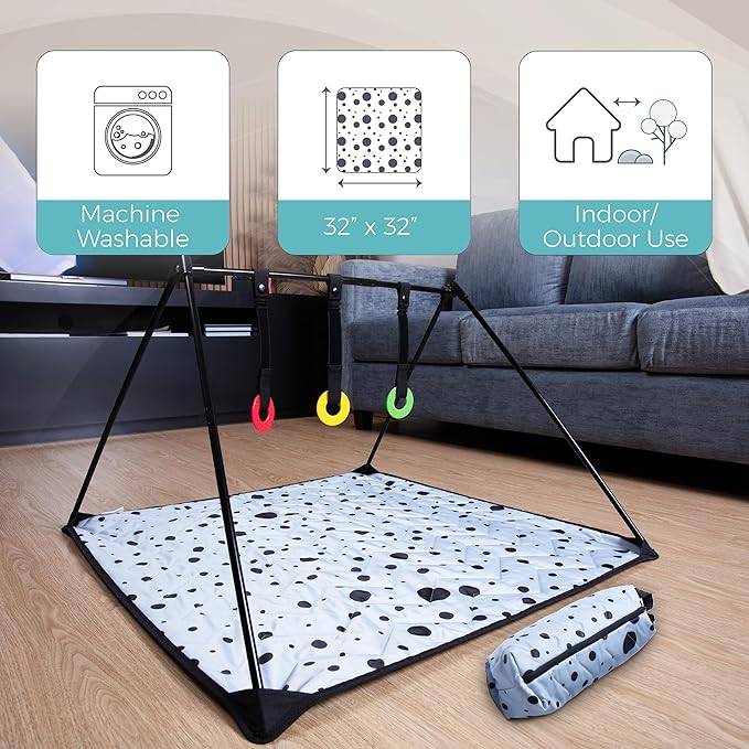 Travel Baby Play Mat for Babies 0-6 Months, Baby Play Mat, Newborn Travel Essentials, Tummy Time for Floor, Portable, Dots Pattern