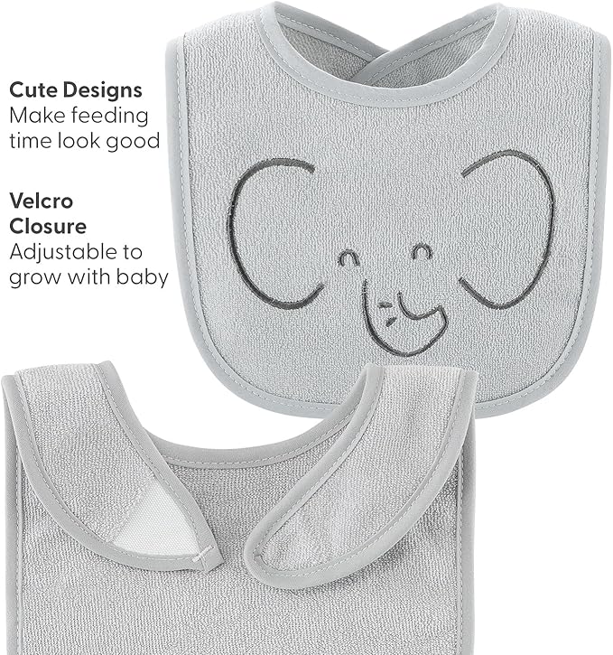 The Peanutshell Baby Boy or Girl Terry Bibs Set of 10-100% Cotton, Soft, Absorbent Baby Bibs for Boys and Girls, Unisex Toddler Baby Boy or Girl Bibs Set, Newborn & Infant Bib - Soft Neutral