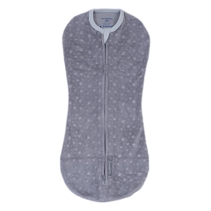 SwaddleMe by Ingenuity Compression Baby Swaddle Pod in Velboa, Two-Way Zipper for Easy Diaper Changes, Improves Sleep & Calms Startle Reflex, 0-2 Months, 1.0 TOG, 2-Pack - Clouds & Stars