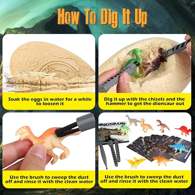 Jumbo Dino Egg Dig Kit - 12 Dinosaurs Excavation Kit, Dinosaur Toys for Kids 5-7, Fossil Dino Dig for Dinosaur Collection, Toys Gifts for Boys Girls 6 and up Year Old Birthday Gift