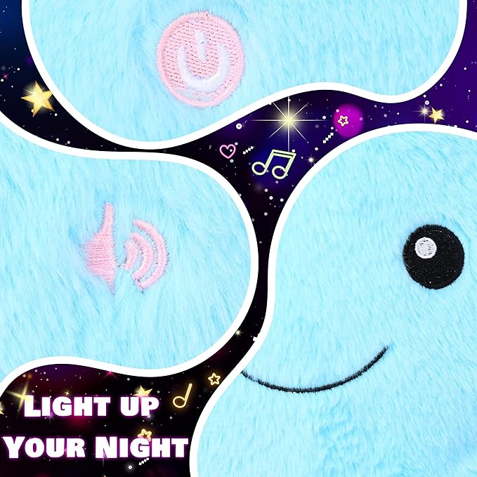 Cuteoy 13“ Musical Blue Star Plush Pillow Glowing Twinkle Night Light Stuffed Animal LED Toys Adjustable Volume Birthday for Girls Boys