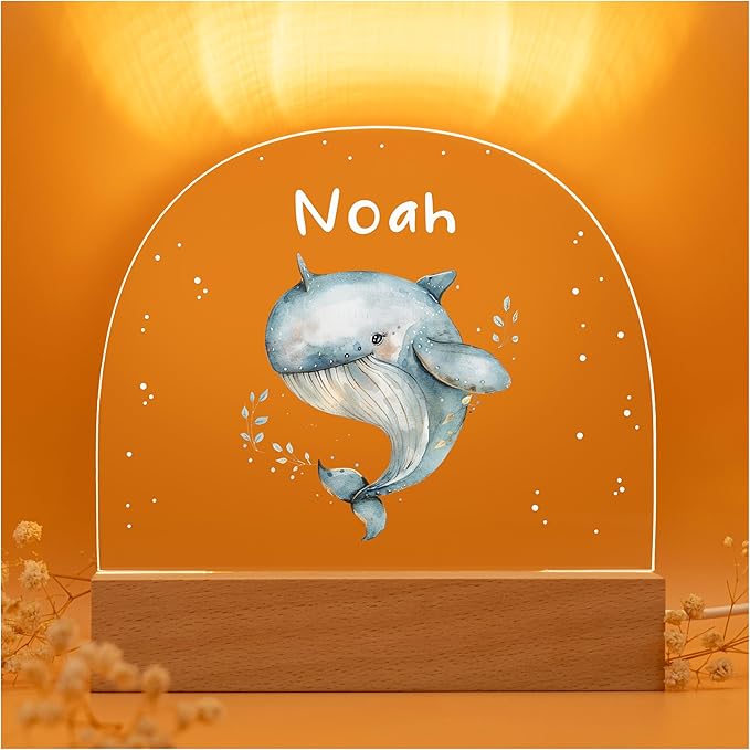 Baby Boy Personalized Items/Infant Gifts for Baby Boy/Personalized Toddler Gifts/Custom Night Light with Name/Unique Newborn Essentials/Whale