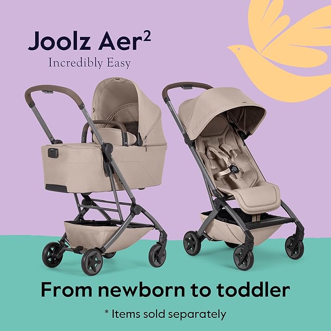 Joolz Aer2 Lightweight Travel Stroller for Baby & Toddler – Ultra-Compact One-Hand Foldable Stroller, Reclining Seat, UPF 50+ Canopy, Adjustable Leg Rest, Carry-On & Airplane Approved (Sandy Taupe)