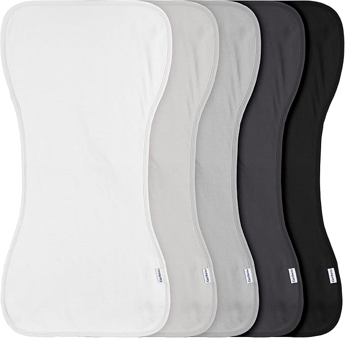 Gerber Baby Unisex Burp Cloths 5-Pack, White Black, Size 10.5" x 21"