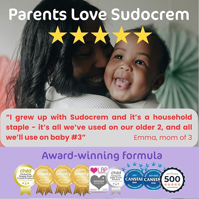 Sudocrem Diaper Rash Cream for Baby's Skin, Triple Action Diaper Rash Paste that Soothes, Treats and Protects, 15.29% Zinc Oxide Cream - 4.4oz (125g)