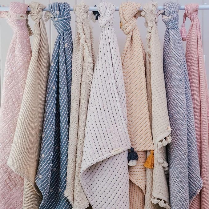 Crane Baby Birch Waffle Knit Blanket, Soft Cotton Nursery and Stroller Blanket, 100% Cotton, 36" x 36"