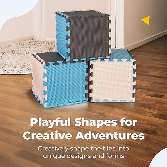 MioTetto Baby Play Mat, Soft Foam Floor Tiles for Kids. Adjustable Interlocking Foam Tiles, Fits with 50x50 Playpen Baby mat for Crawling & Development, Safe & Non-Toxic Playmat for Babies 6-12 Months