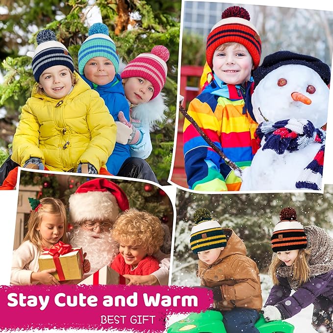 FZ FANTASTIC ZONE Kids Toddler Winter Hat Beanie with Warm Fleece Ski Baby Hats for 2-7 Years Skull Cap Baby Boys Girls Gifts