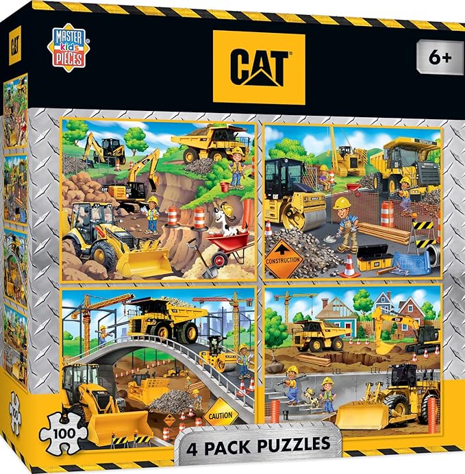 MasterPieces – Jigsaw Puzzle Set for Kids 6+ Years, 4-Pack of 100 Pieces, Educational and Fun Game, Caterpillar Collection, Gift Idea for Children, 8" x 10