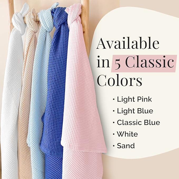 Stroller Society - Swaddles for Newborns & Toddlers, Soft Receiving Blankets Girl & Boy Can Use, Comfy Toddler Blanket & Newborn Swaddle, Cotton Waffle Blanket, White, 40 x 40 inches