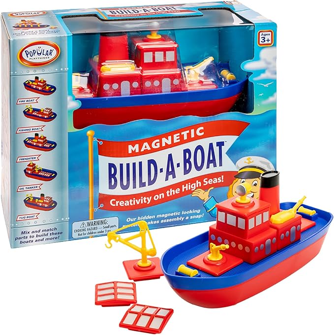 Magnetic Build-a-Boat Bath Toy Set for Kids – 10-Piece Magnetic Ship Building Playset for Tub & Water Play, Creative STEM Pool Toys for Toddlers Ages 3+
