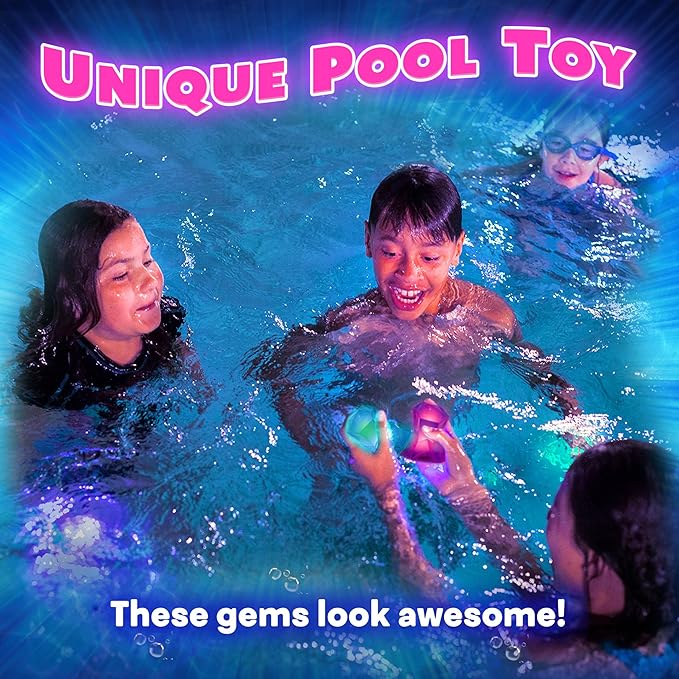 Dive Diamonds – Diving Toys and Light Up Pool Toys for Kids | Ages 4-8+, 1-8 Players | Glow in the Dark Pool Toys, Light Up Dive Toys | Swim Toys | Pool Diving Toys | Bright, Easy Grip, 100% Reusable