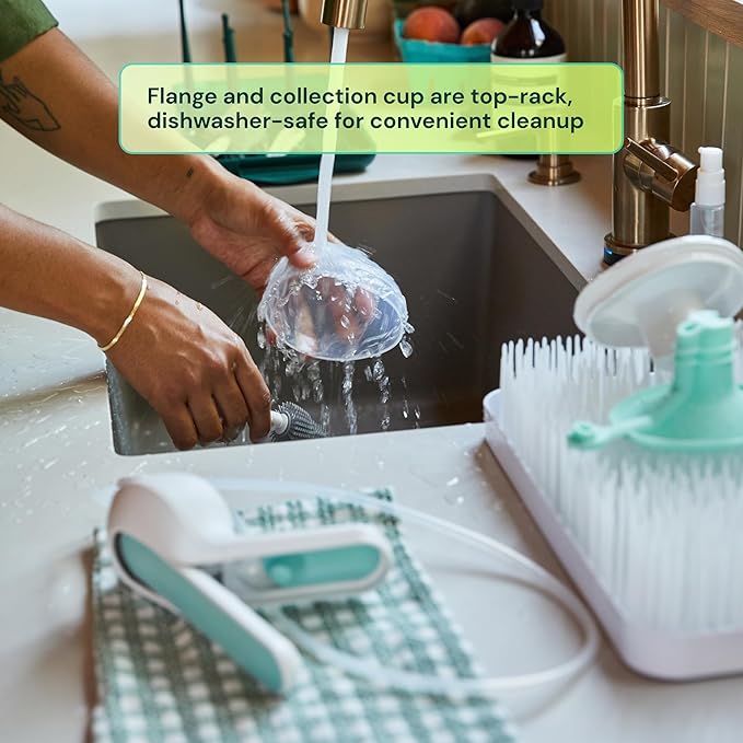 Willow Wave - Wearable Manual Breast Pump - Fits Fully in Bra - Ergonomic Handle - 24mm Soft Silicone Flange - Wearable Breastfeeding Pump - Hospital Grade Suction - Postpartum Essentials - Holds 5oz